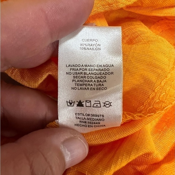 Sunburst Kiss Womens Bright Orange Ruffle High Low Tiered Maxi Skirt Size M - Picture 8 of 8